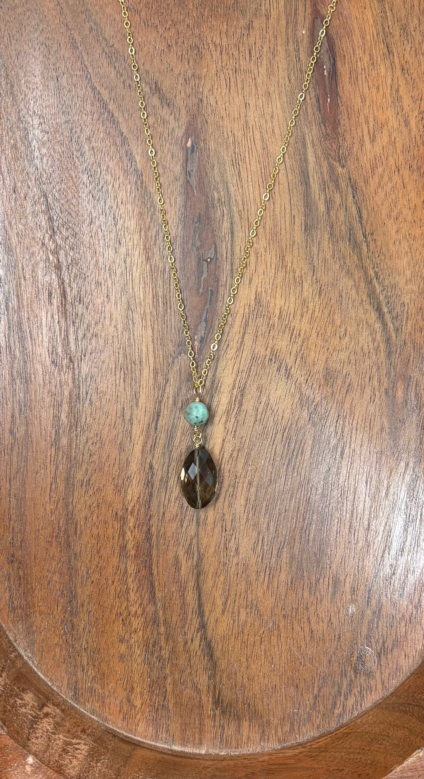 Smoky quartz and turquoise necklace